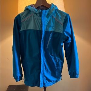 L.L. Bean Blue Raincoat Hooded Weather-Resistant
